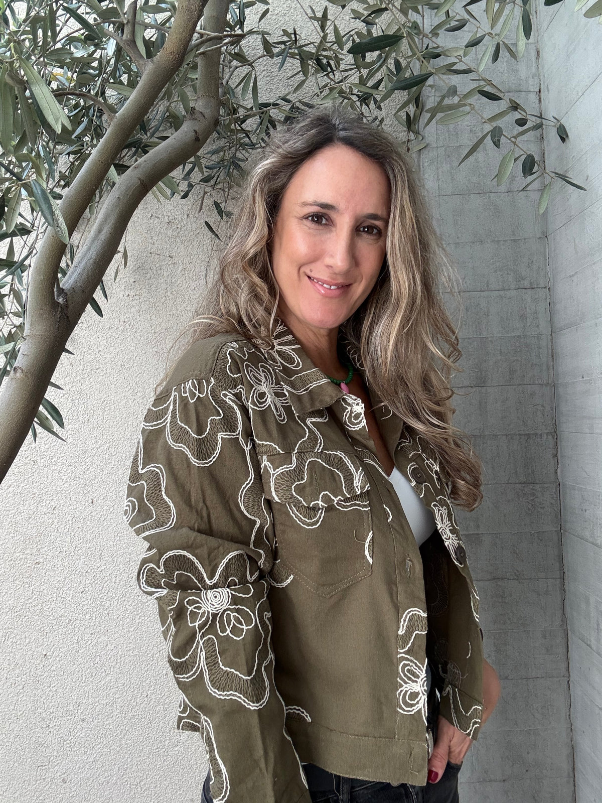 Camisa/chaquetita mallorca bordada verde