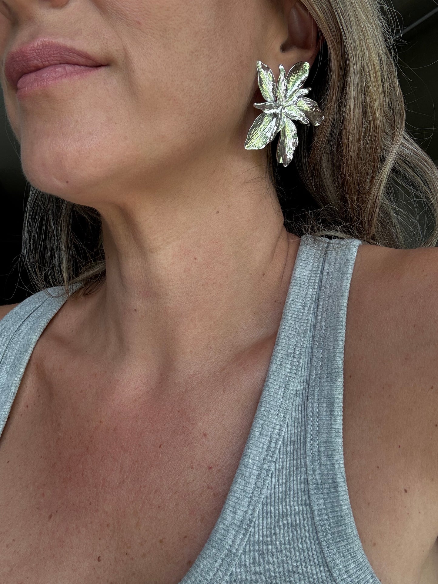 Aros Maxxi Flor plateados