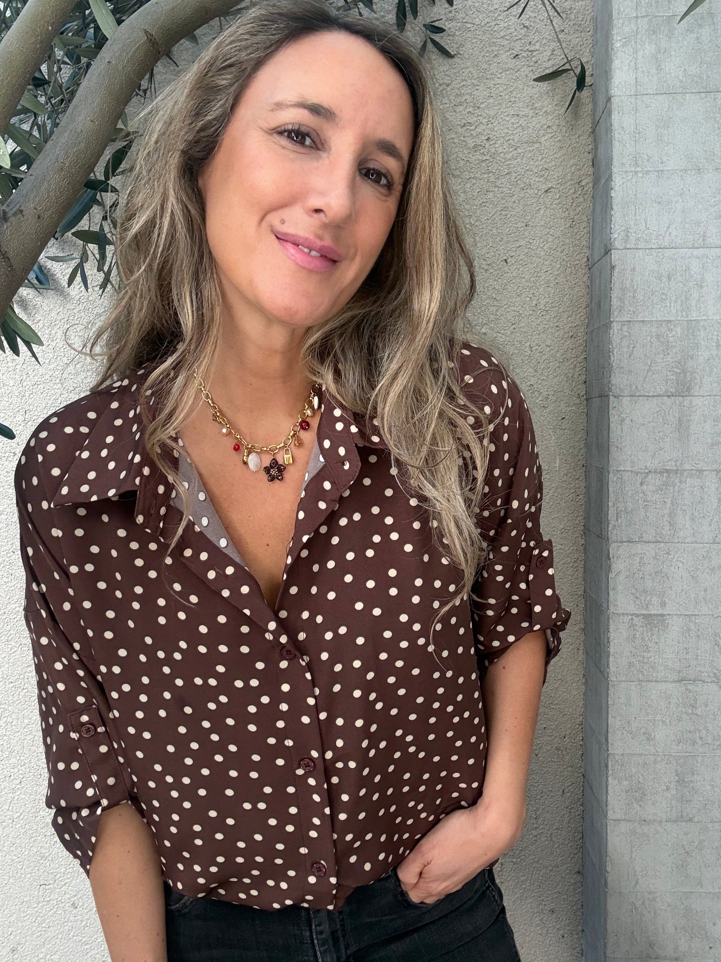 Blusa new lunares café