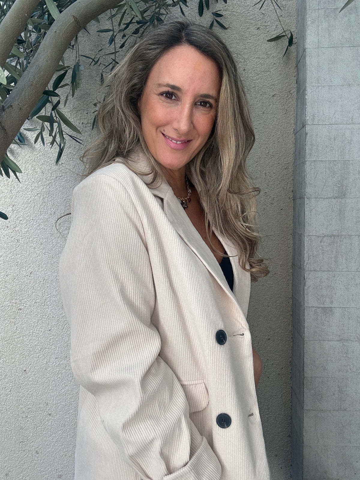 Blazer cotele crudo