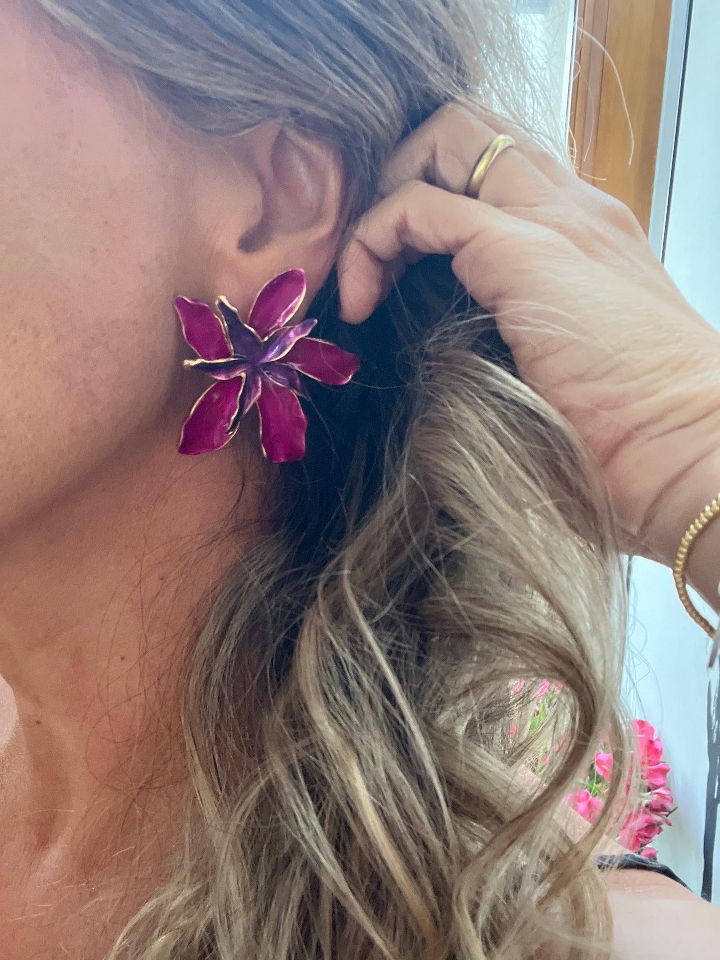 Aros Maxxi Flor fucsia