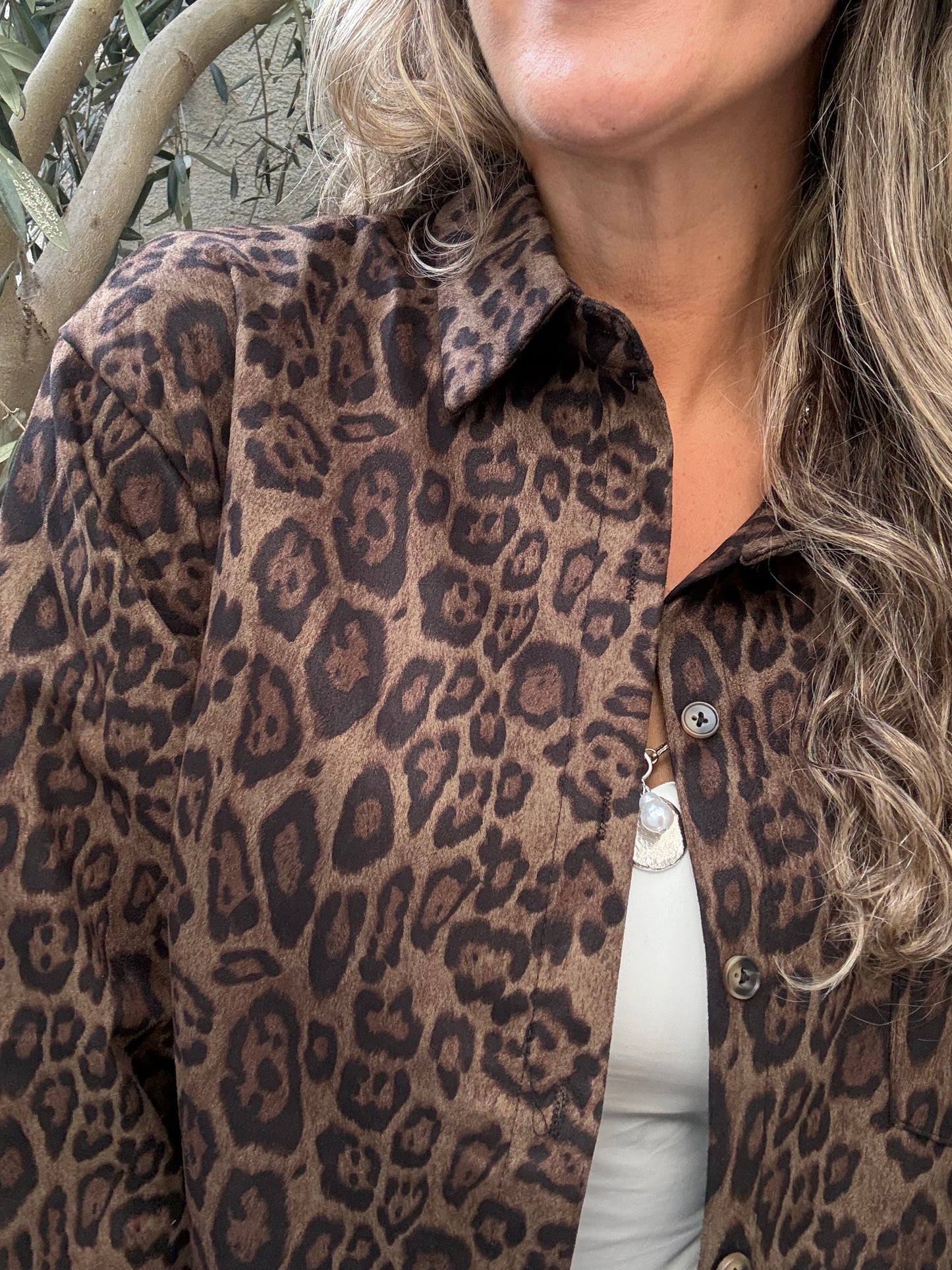 Blusa suede print camel verdoso