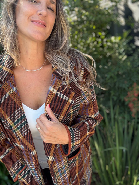 Chaqueta escocesa ladrillo