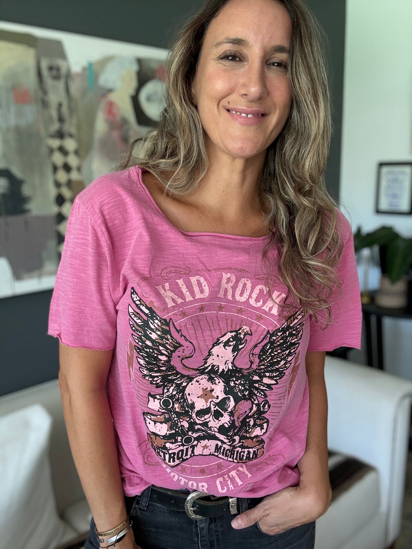 Polera rock fucsia