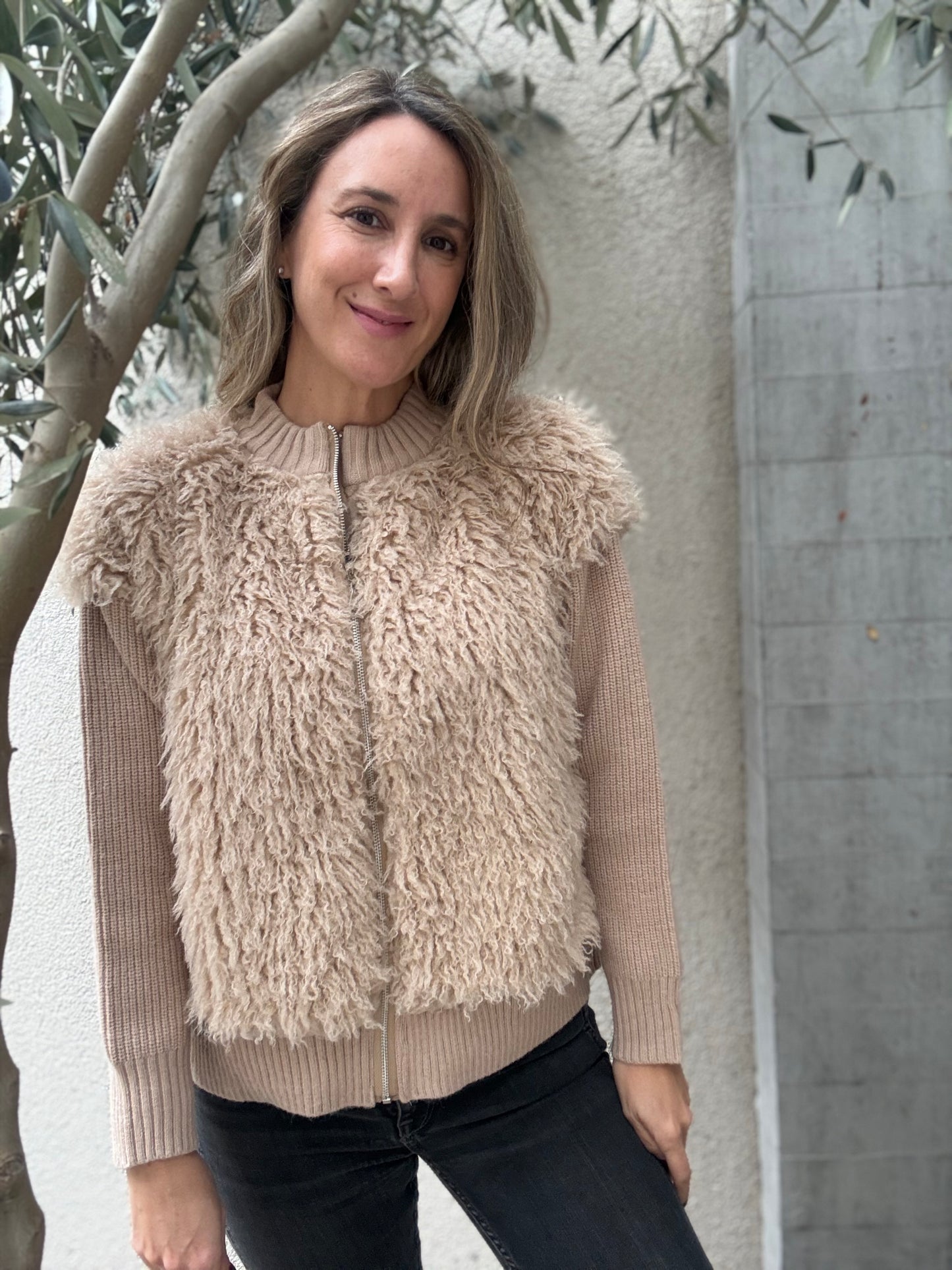 Chaleco Peludo Camel