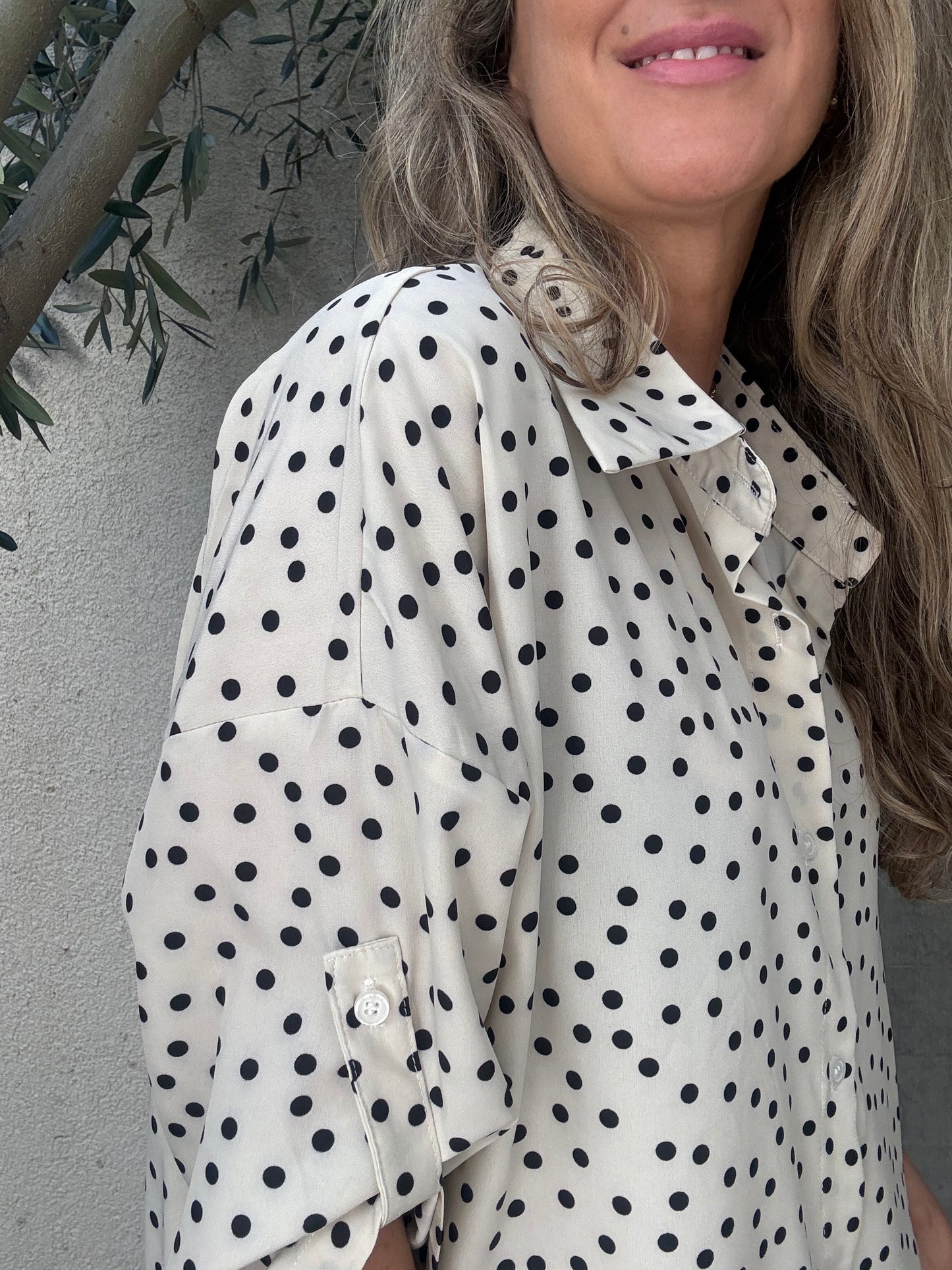Blusa new lunares beige