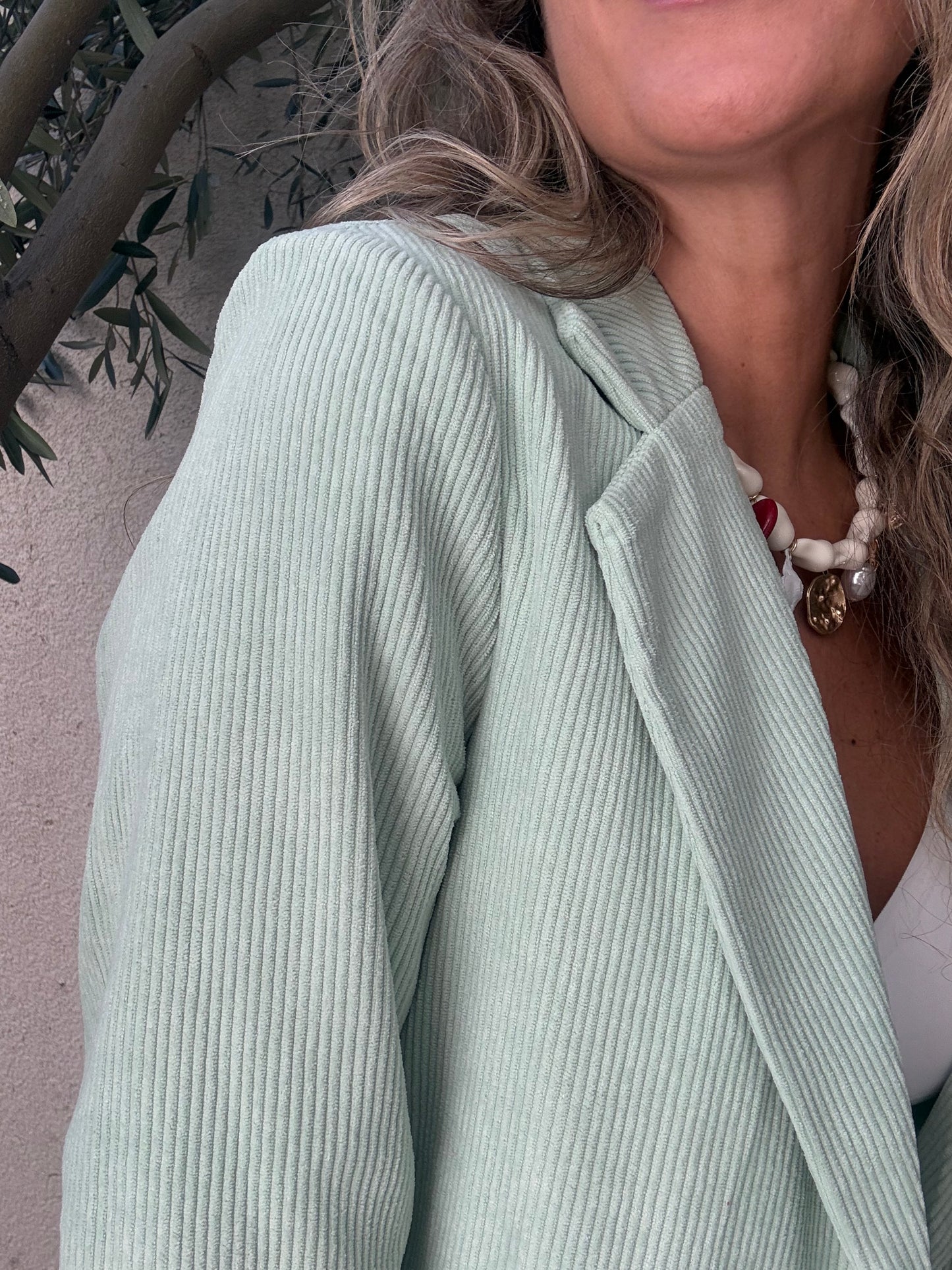 Blazer cotele verde agua