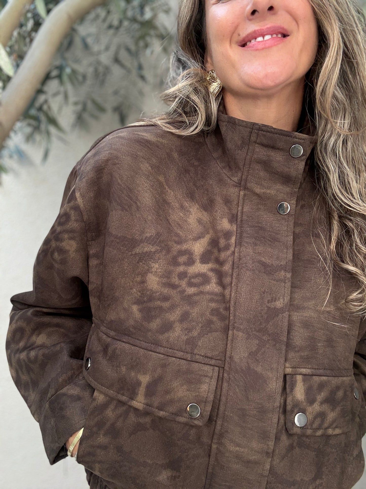 Chaqueta Toledo print café verdoso