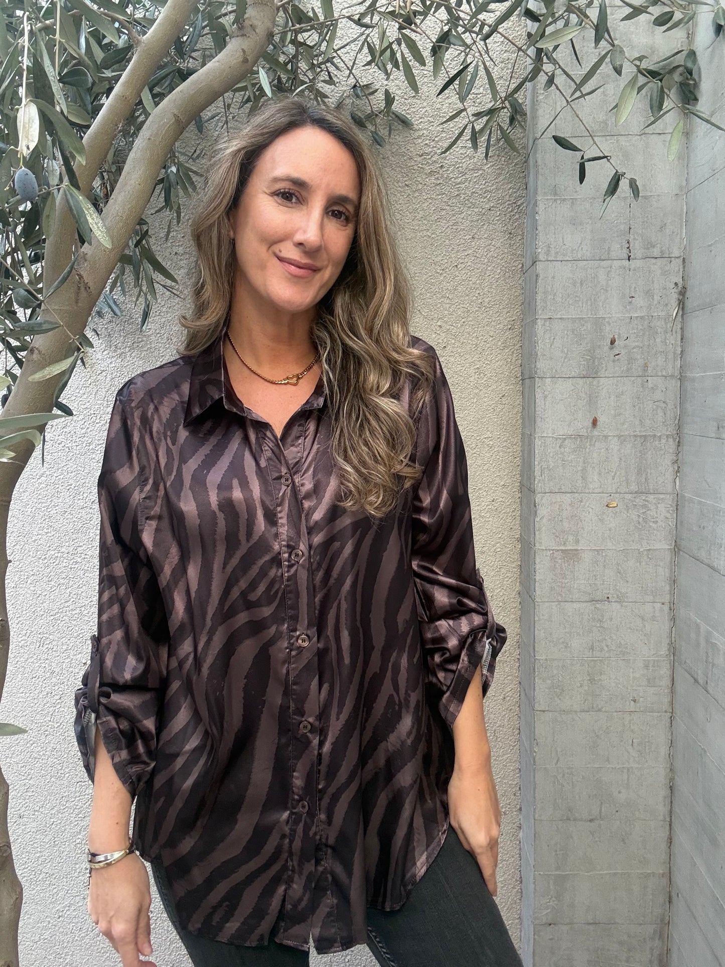 Blusa cebra gris morado