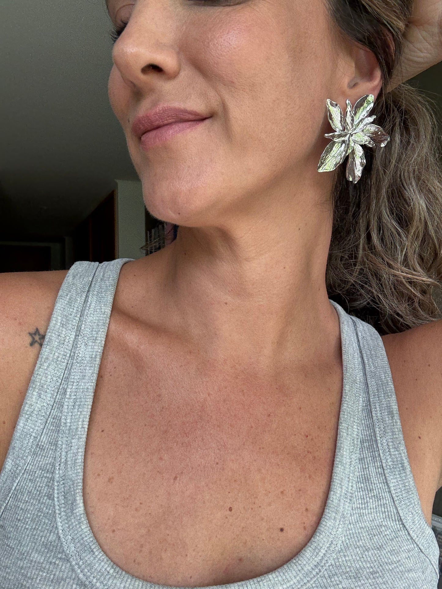 Aros Maxxi Flor plateados