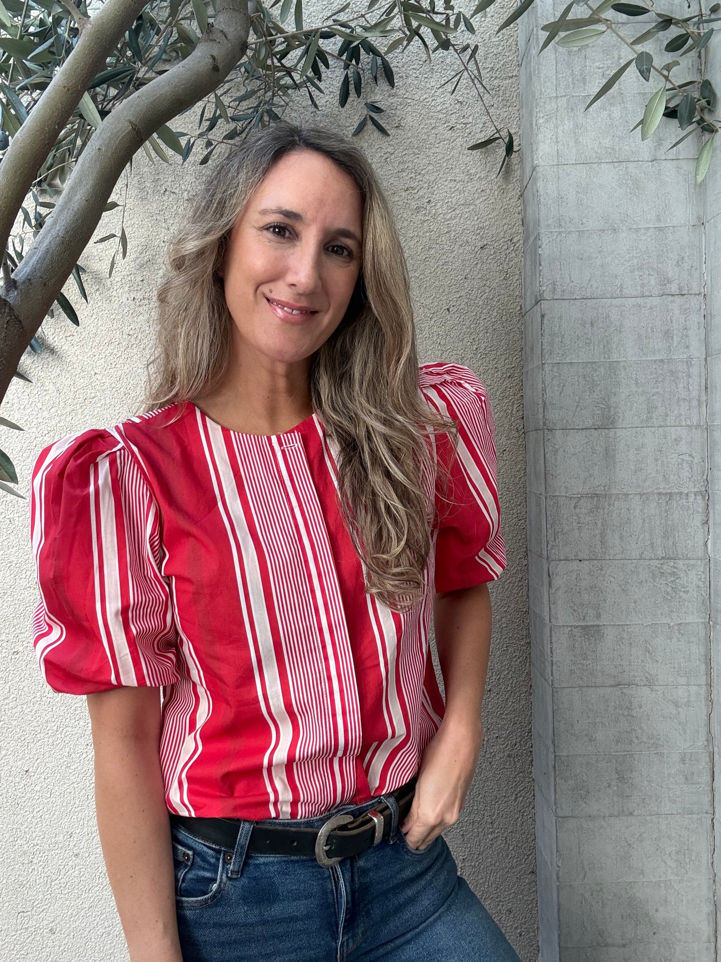 Blusa rayas roja