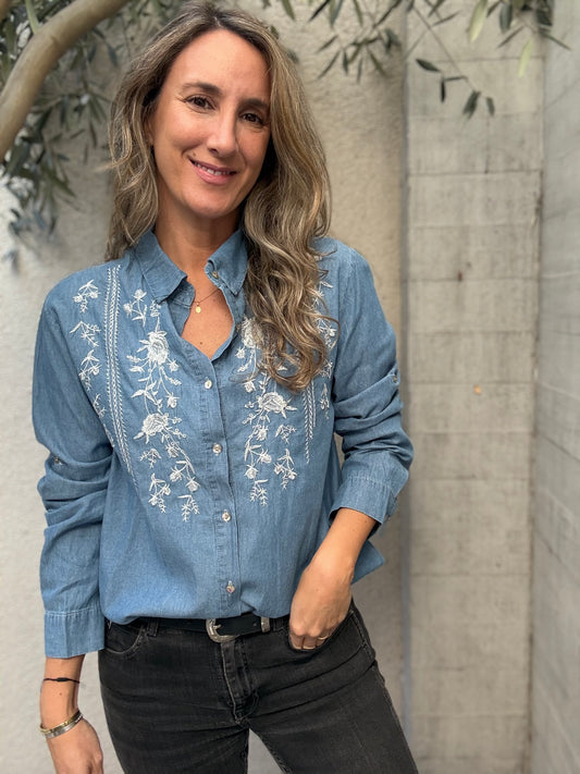 Blusa Cádiz celeste oscuro