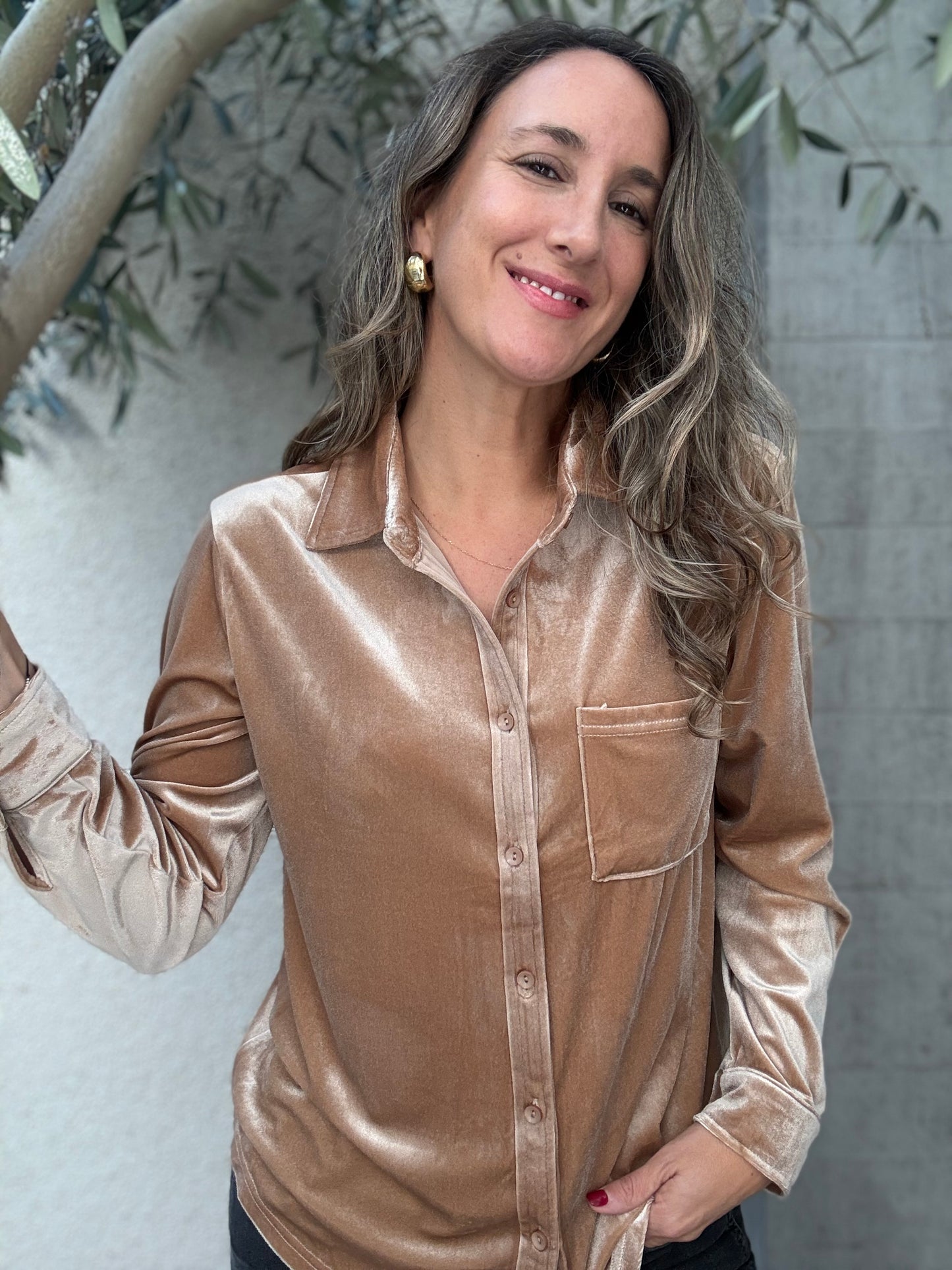 Blusa Terciopelo beige