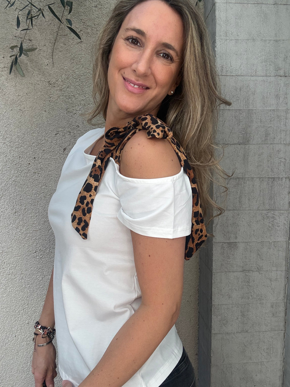 Polera lazo print blanco