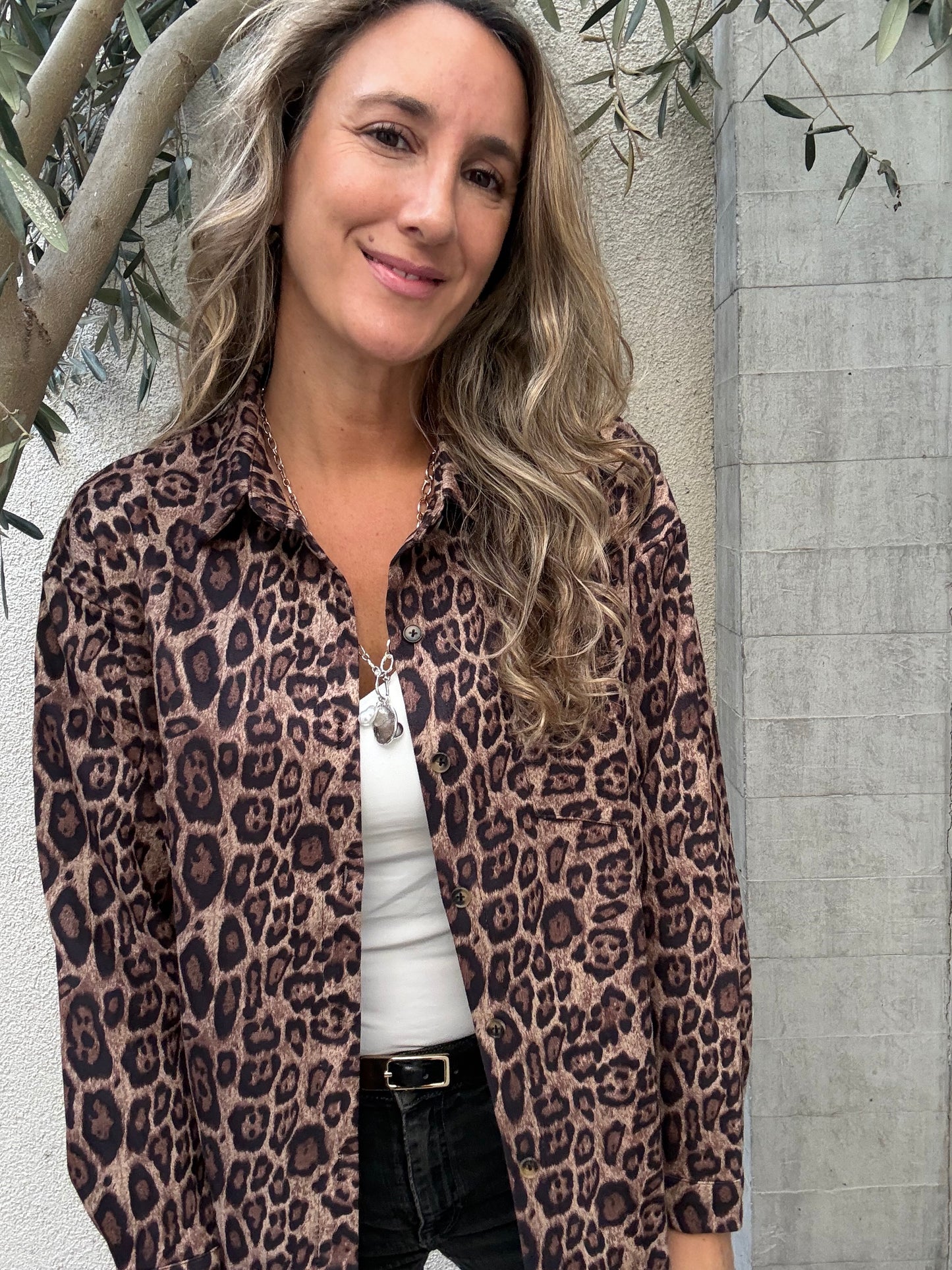 Blusa suede print camel