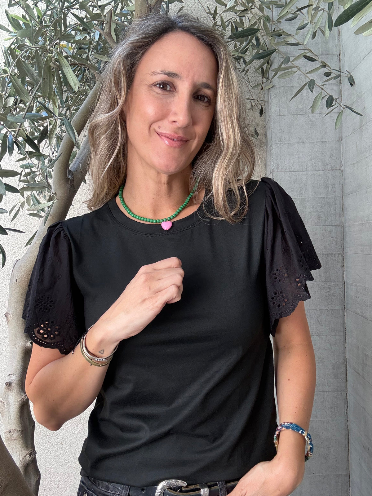 Polera Alicante broderie negra