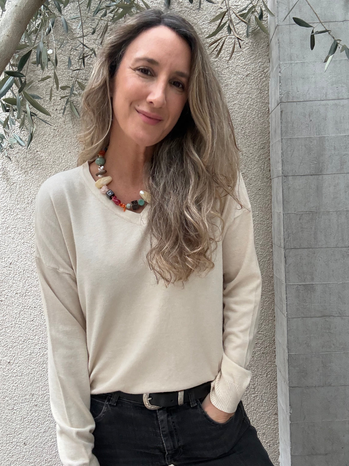 Sweater básico Barceloneta beige