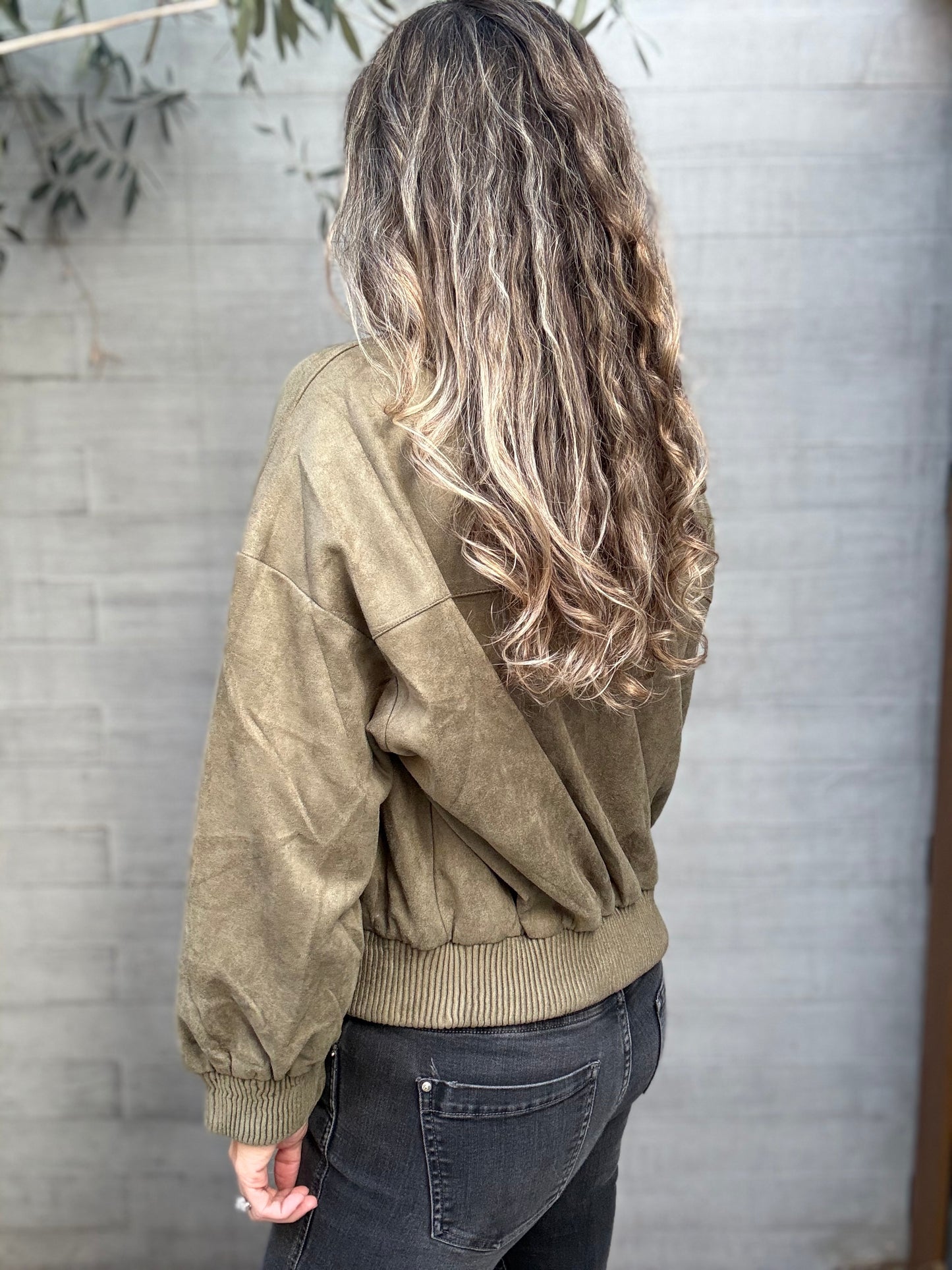 Bomber gamuza verde