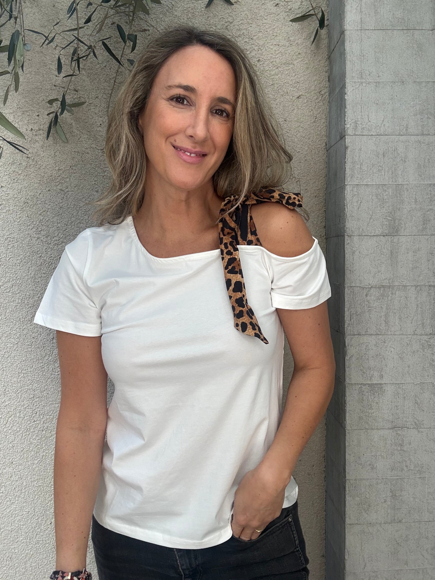 Polera lazo print blanco