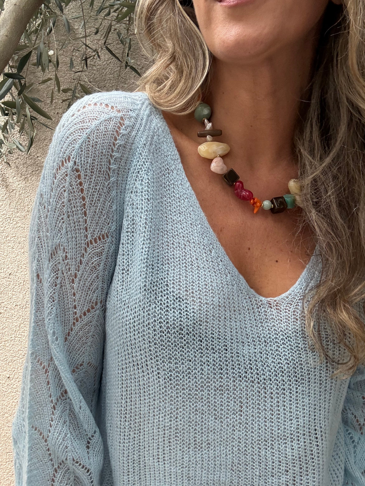 Chaleco natural celeste