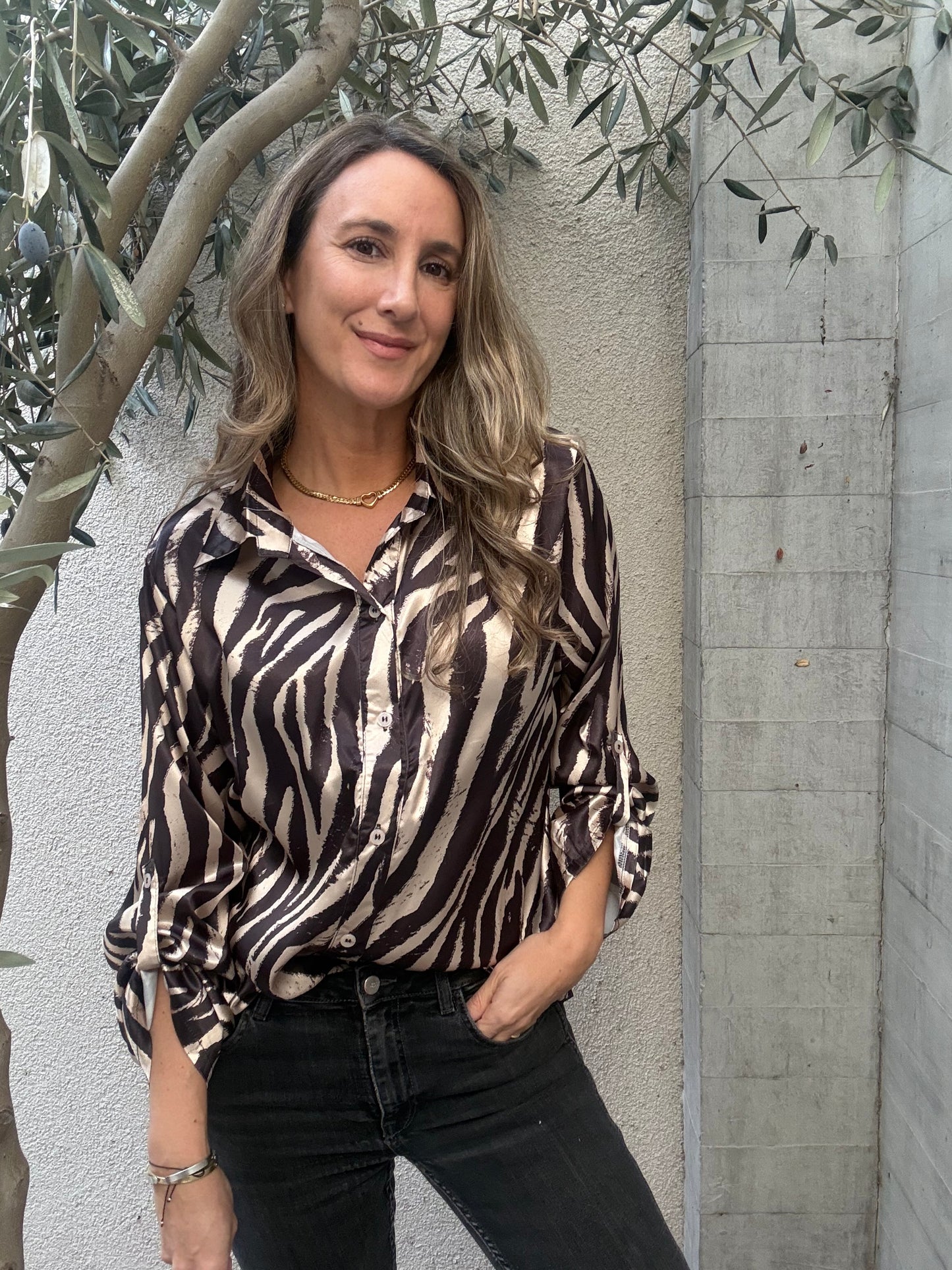 Blusa cebra beige