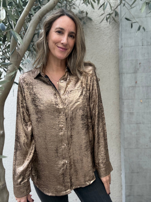 Blusa metalizada cobre