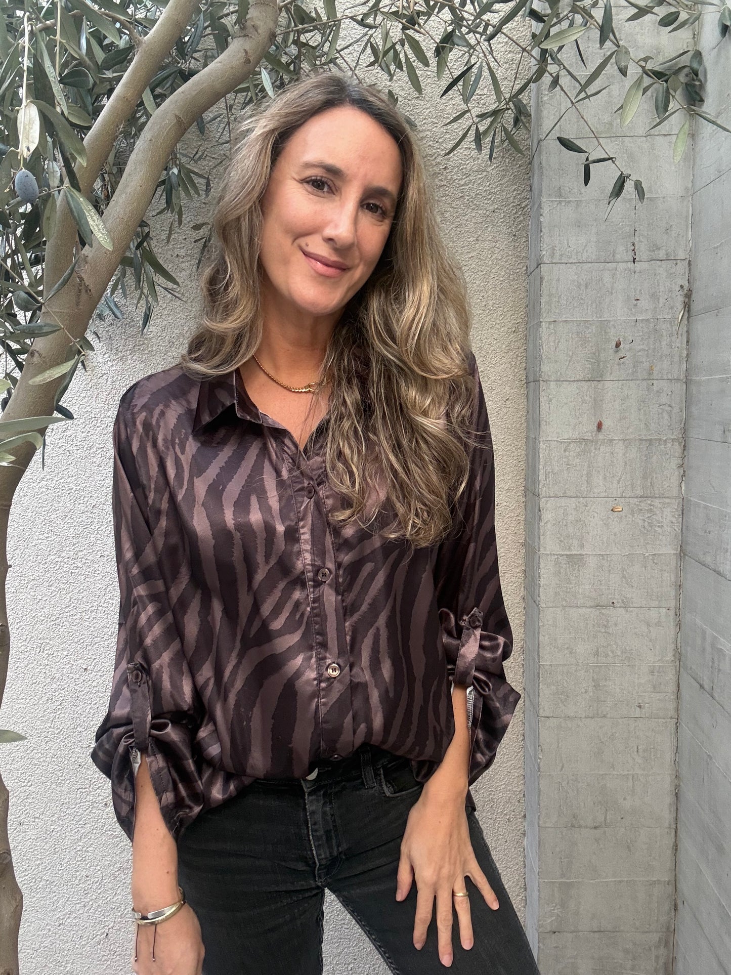 Blusa cebra gris morado