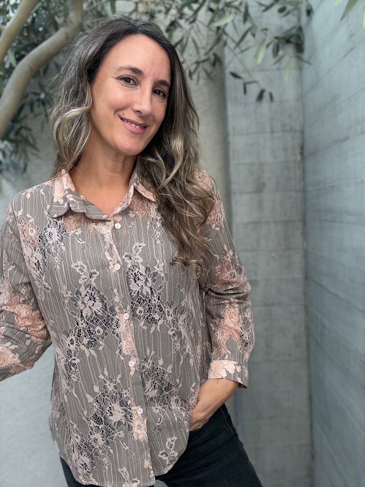 Blusa Encaje rosa