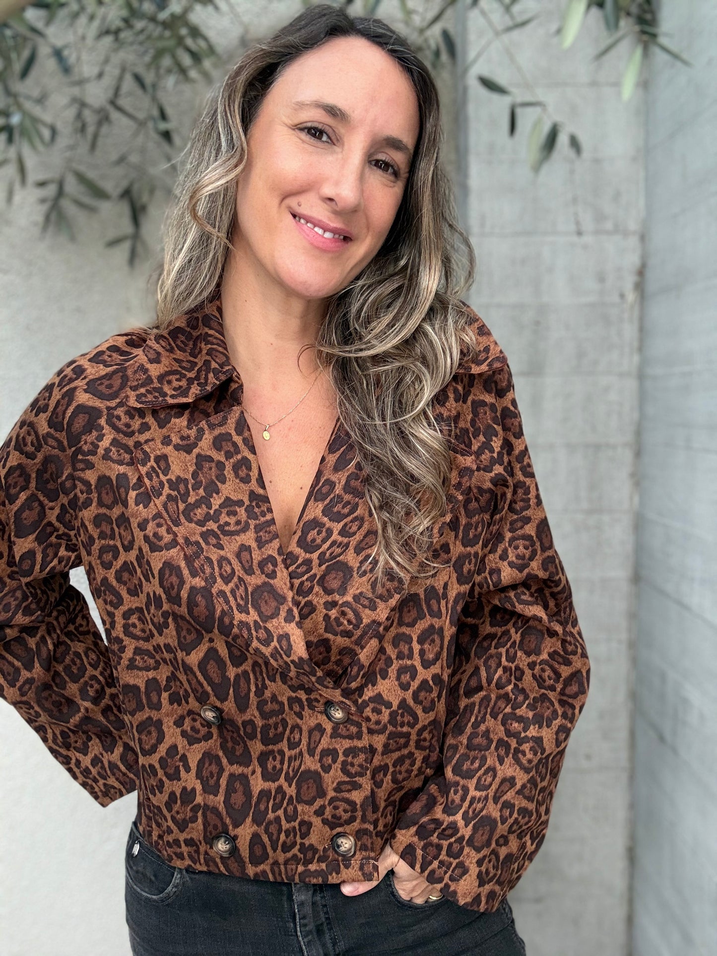 Chaqueta suede print camel