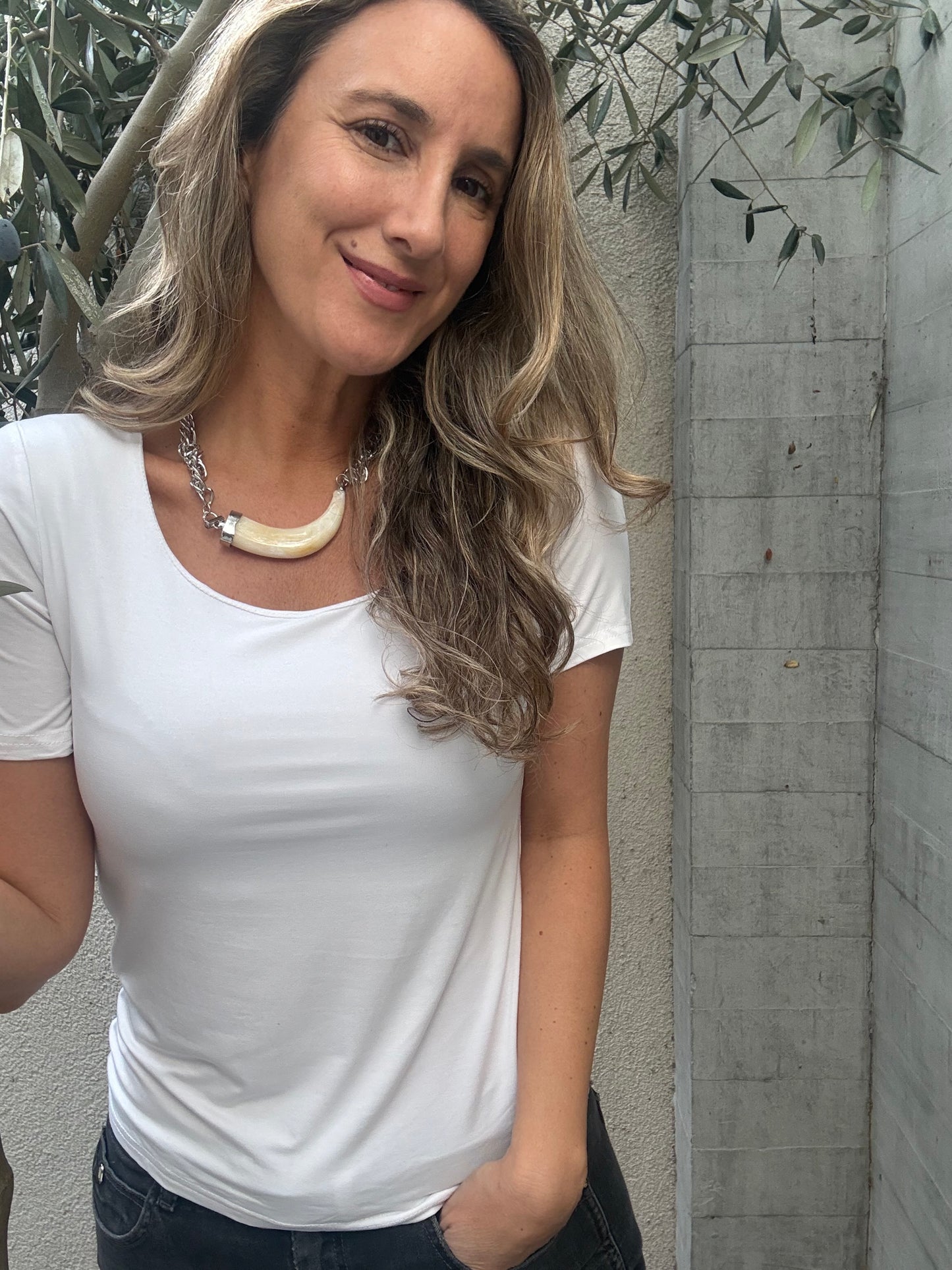 Polera manga corta blanca