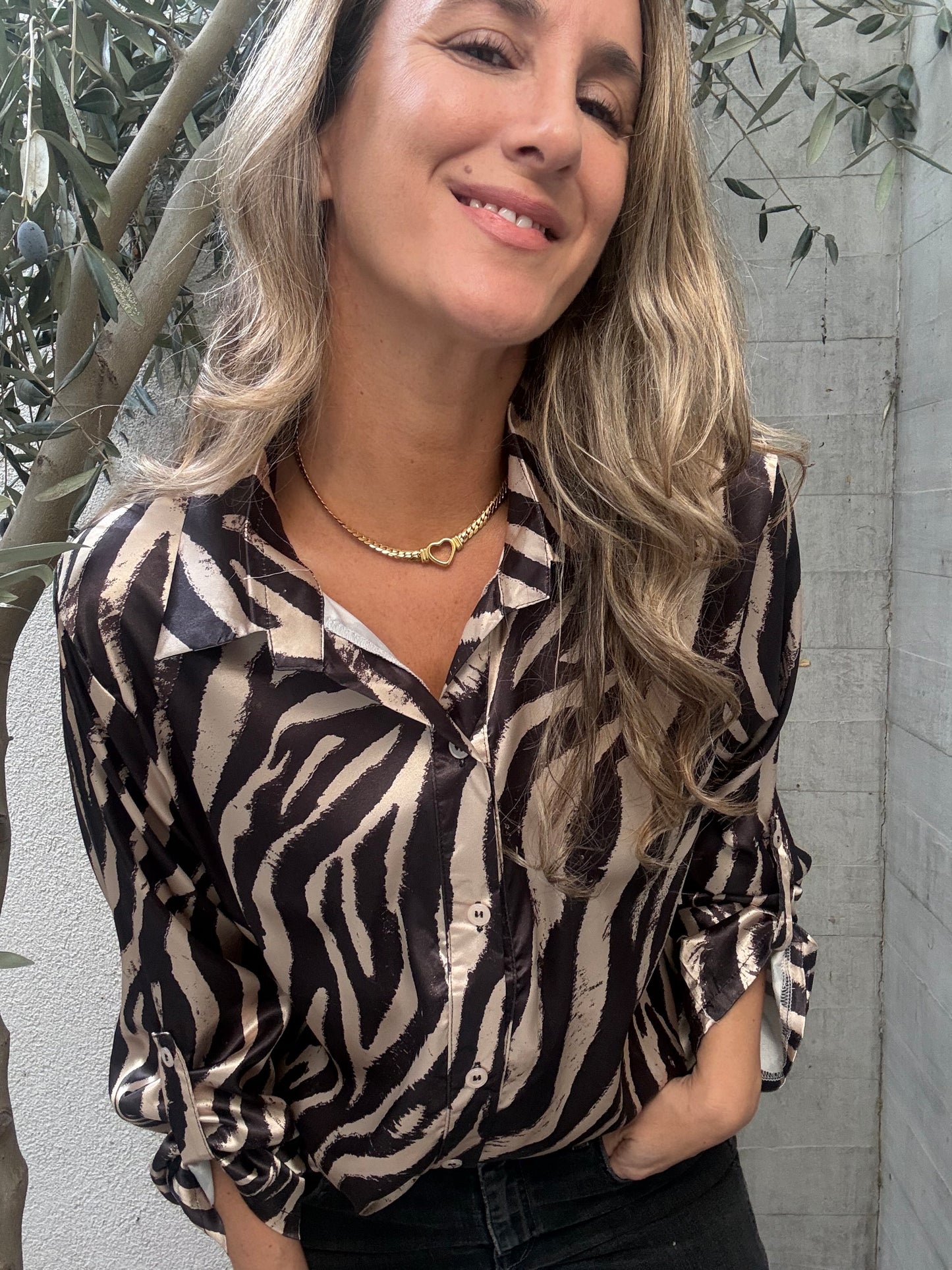 Blusa cebra beige