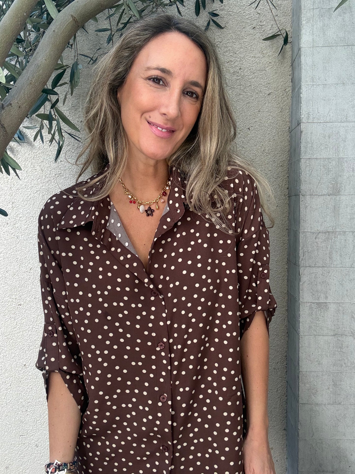 Blusa new lunares café