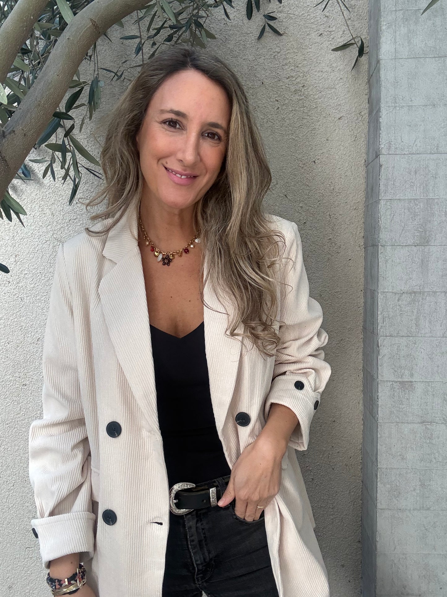 Blazer cotele crudo