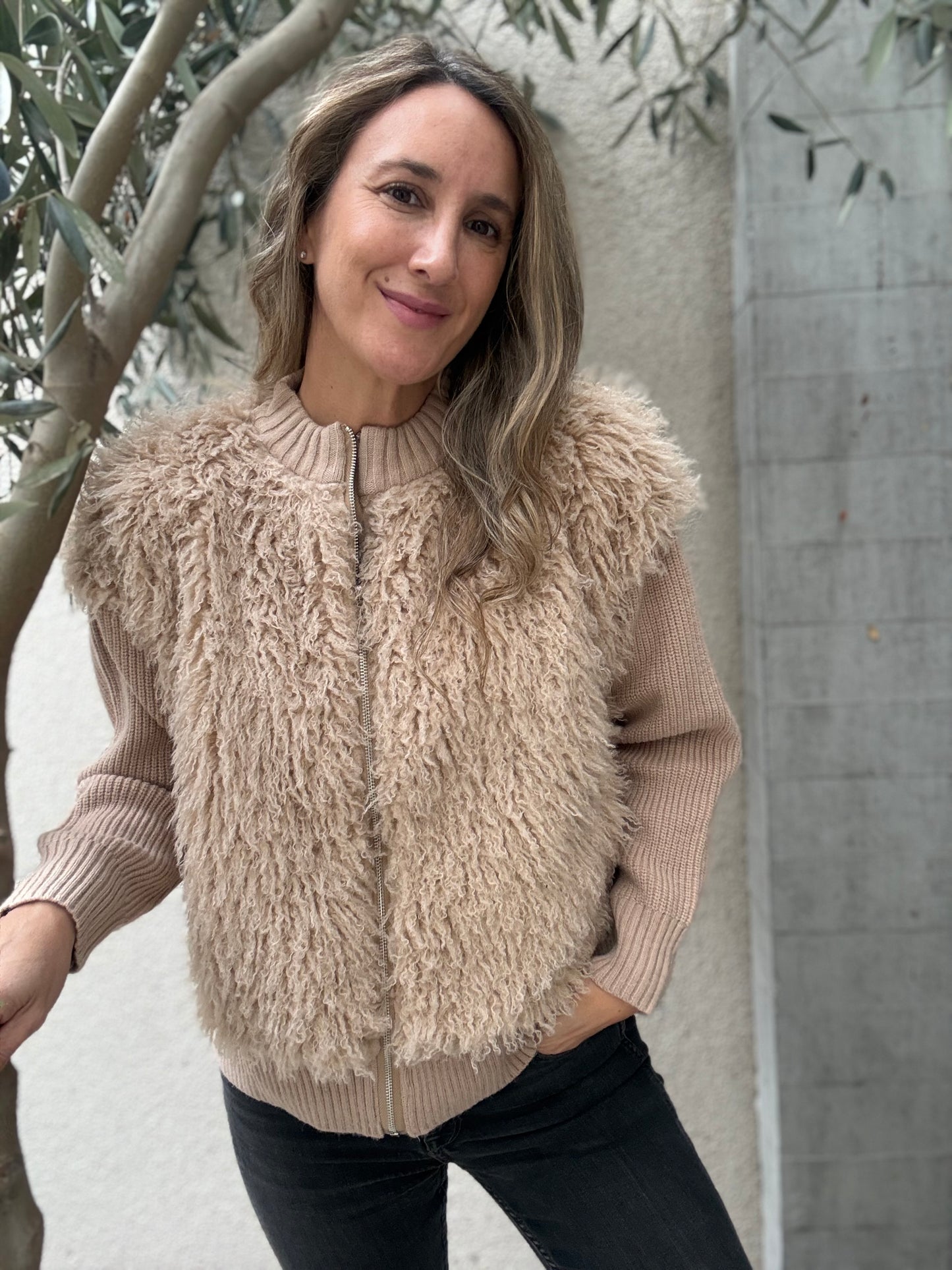 Chaleco Peludo Camel