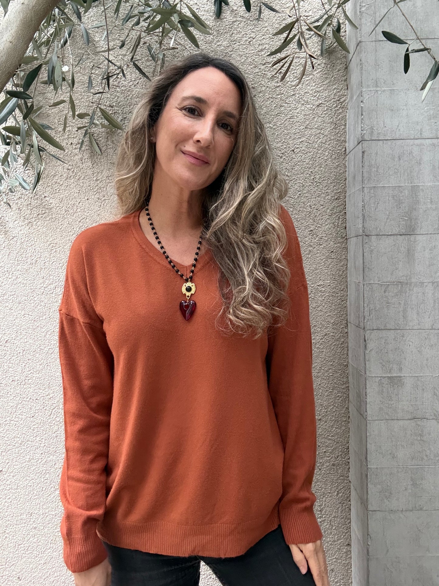 Sweater básico Barceloneta terracota