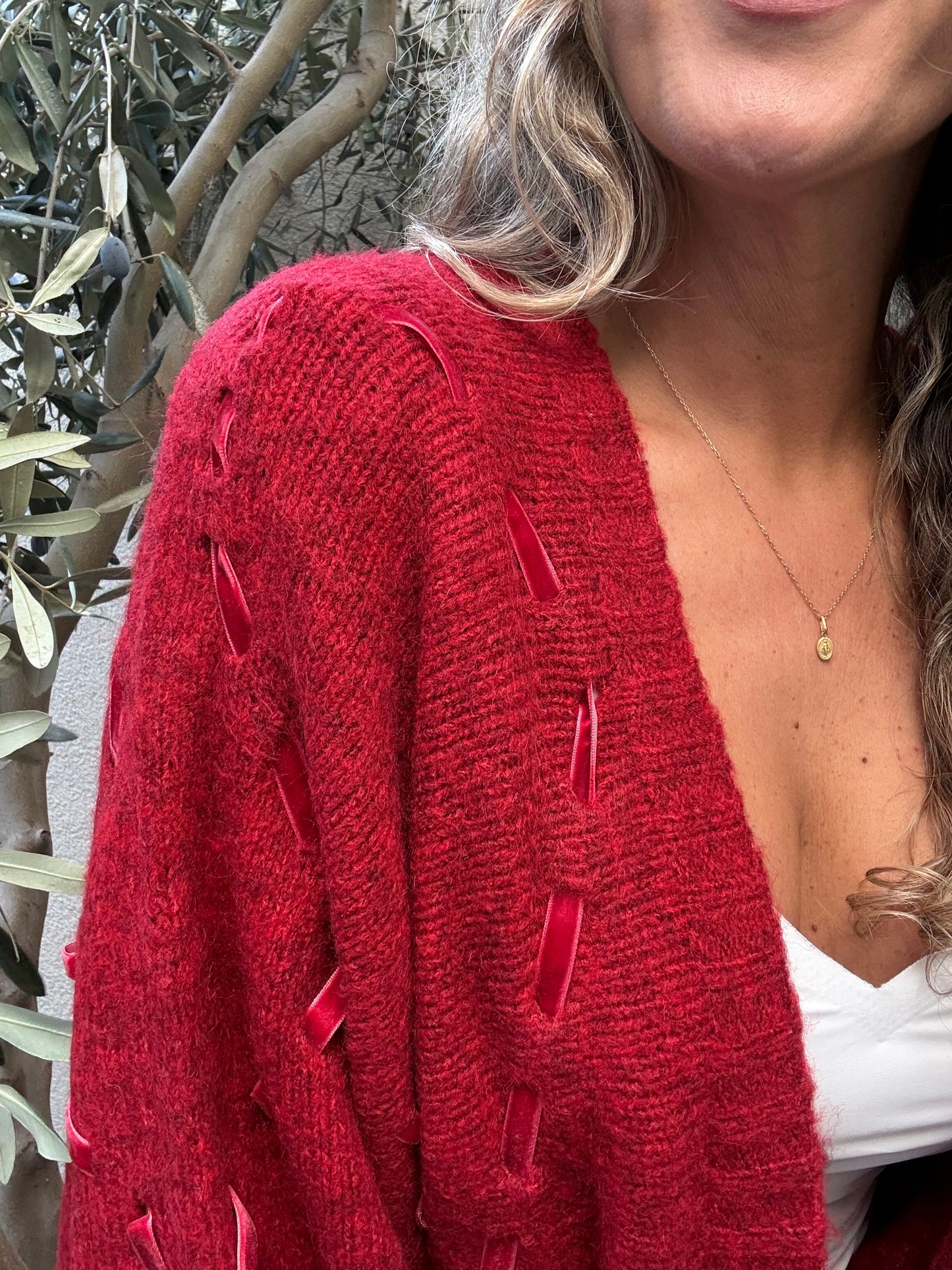 Chaleco cintas gamuza rojo