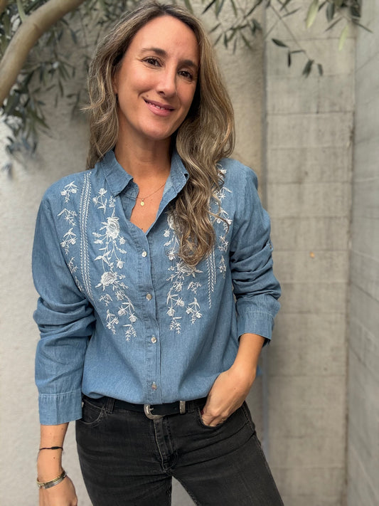 Blusa Cádiz celeste oscuro