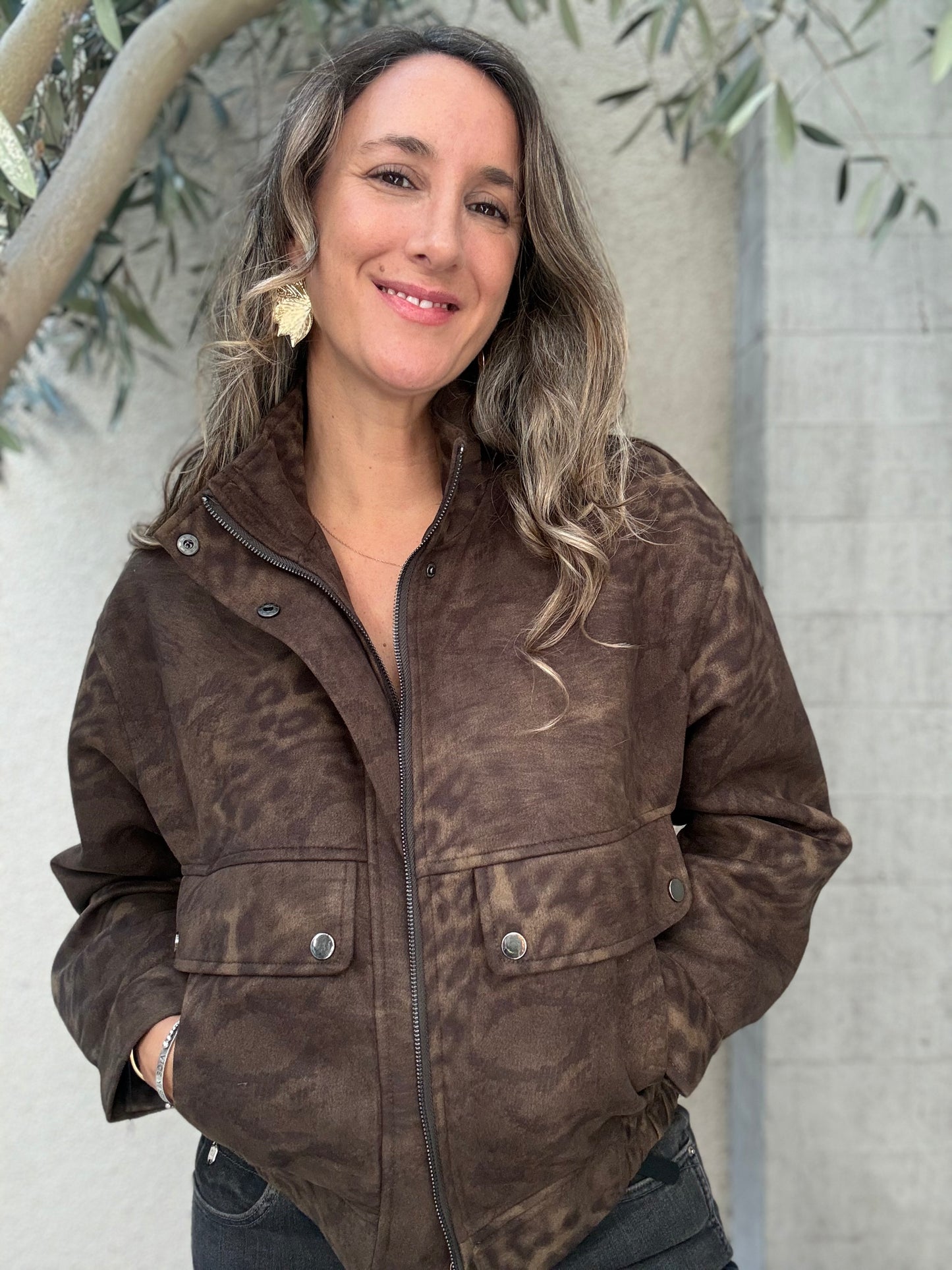 Chaqueta Toledo print café verdoso