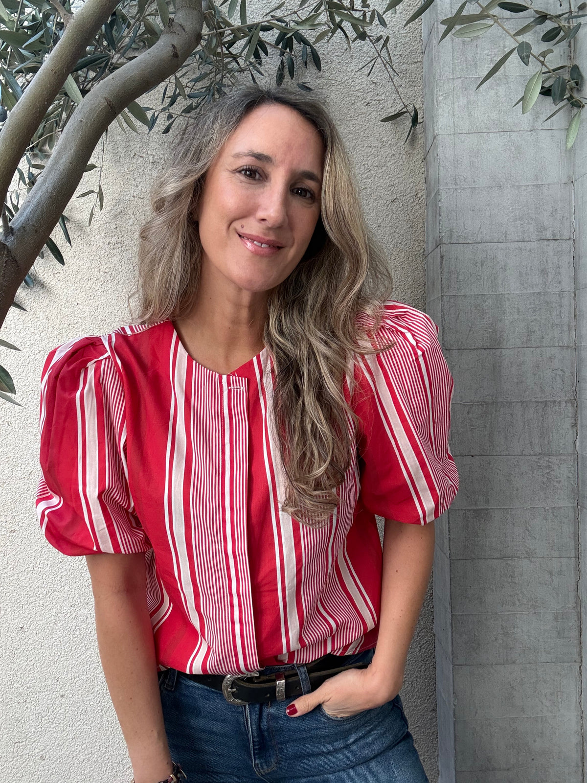 Blusa rayas roja