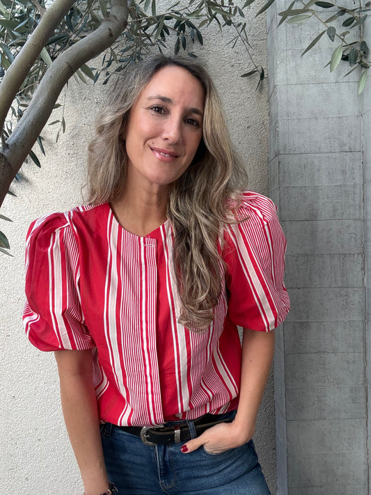 Blusa rayas roja
