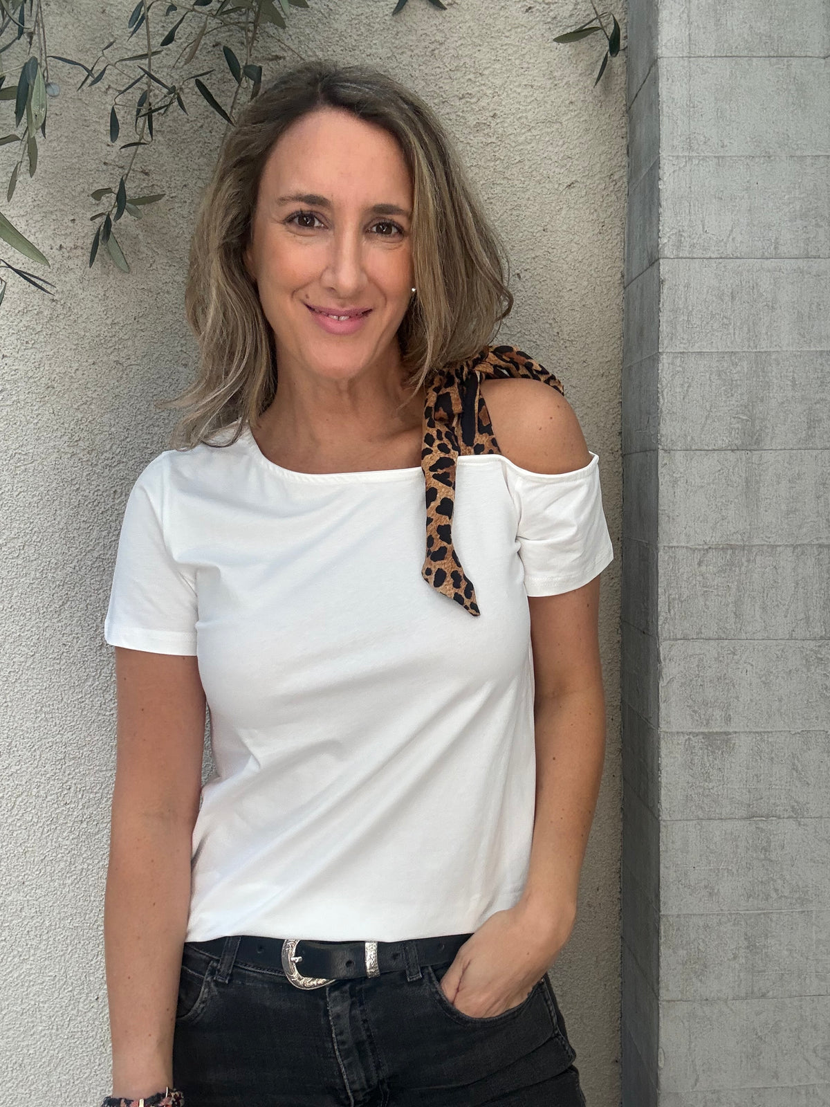 Polera lazo print blanco