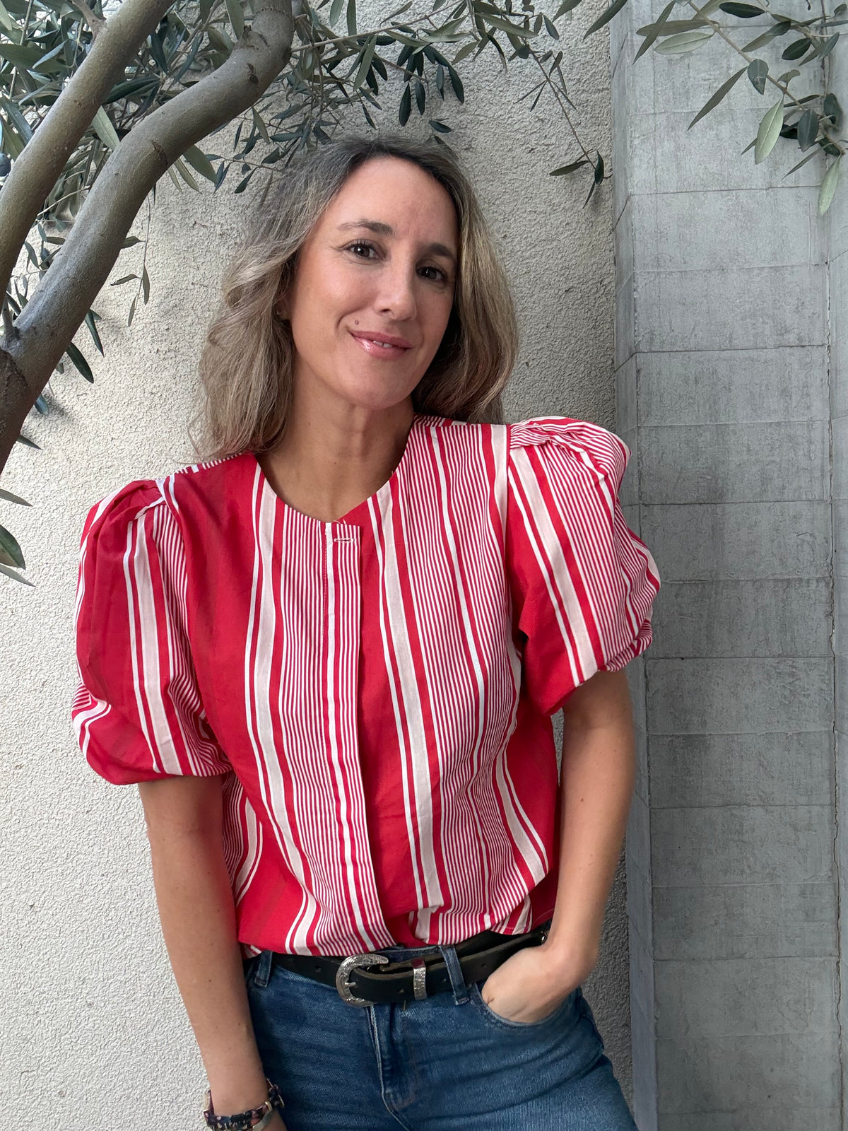Blusa rayas roja