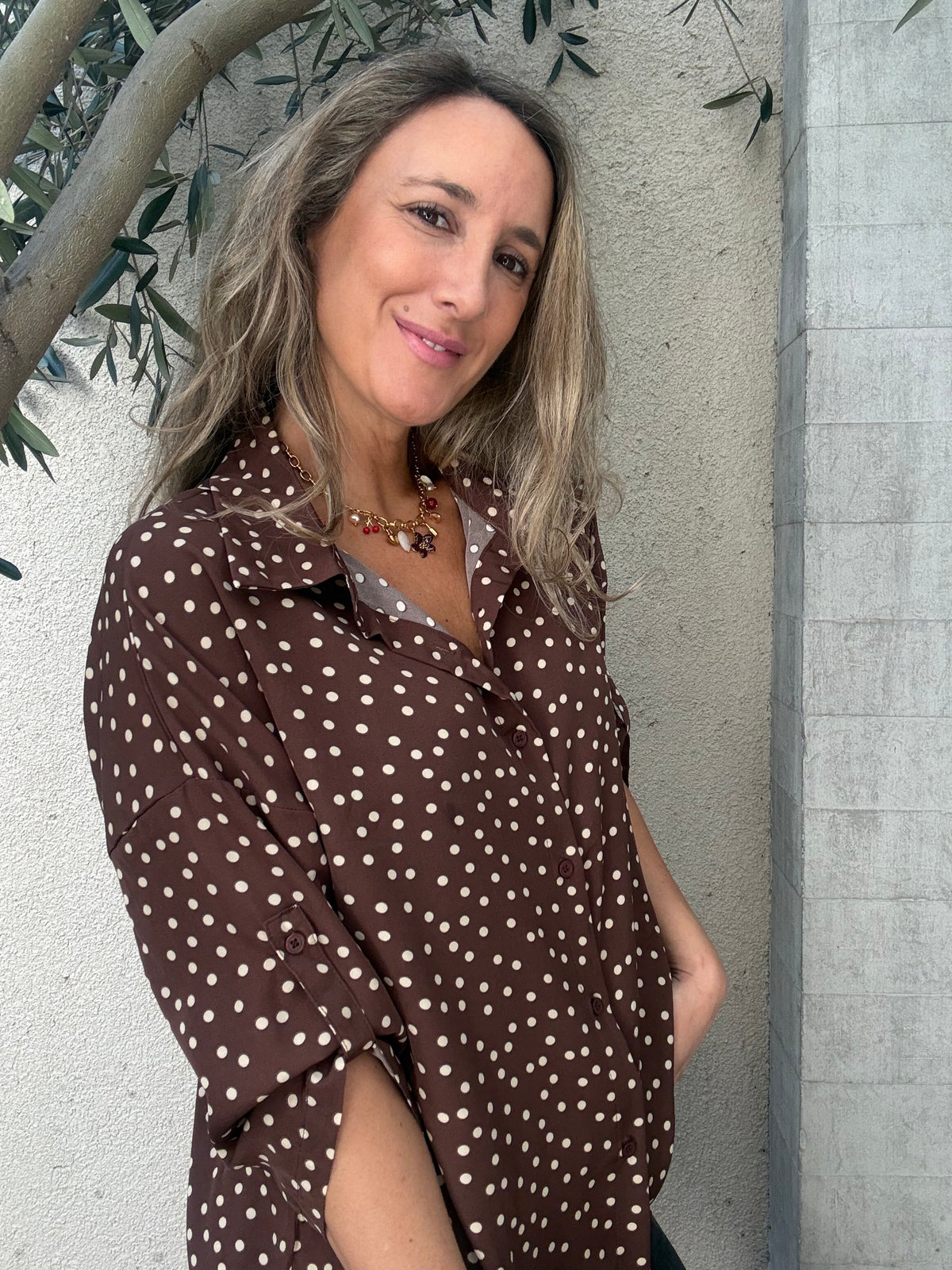 Blusa new lunares café