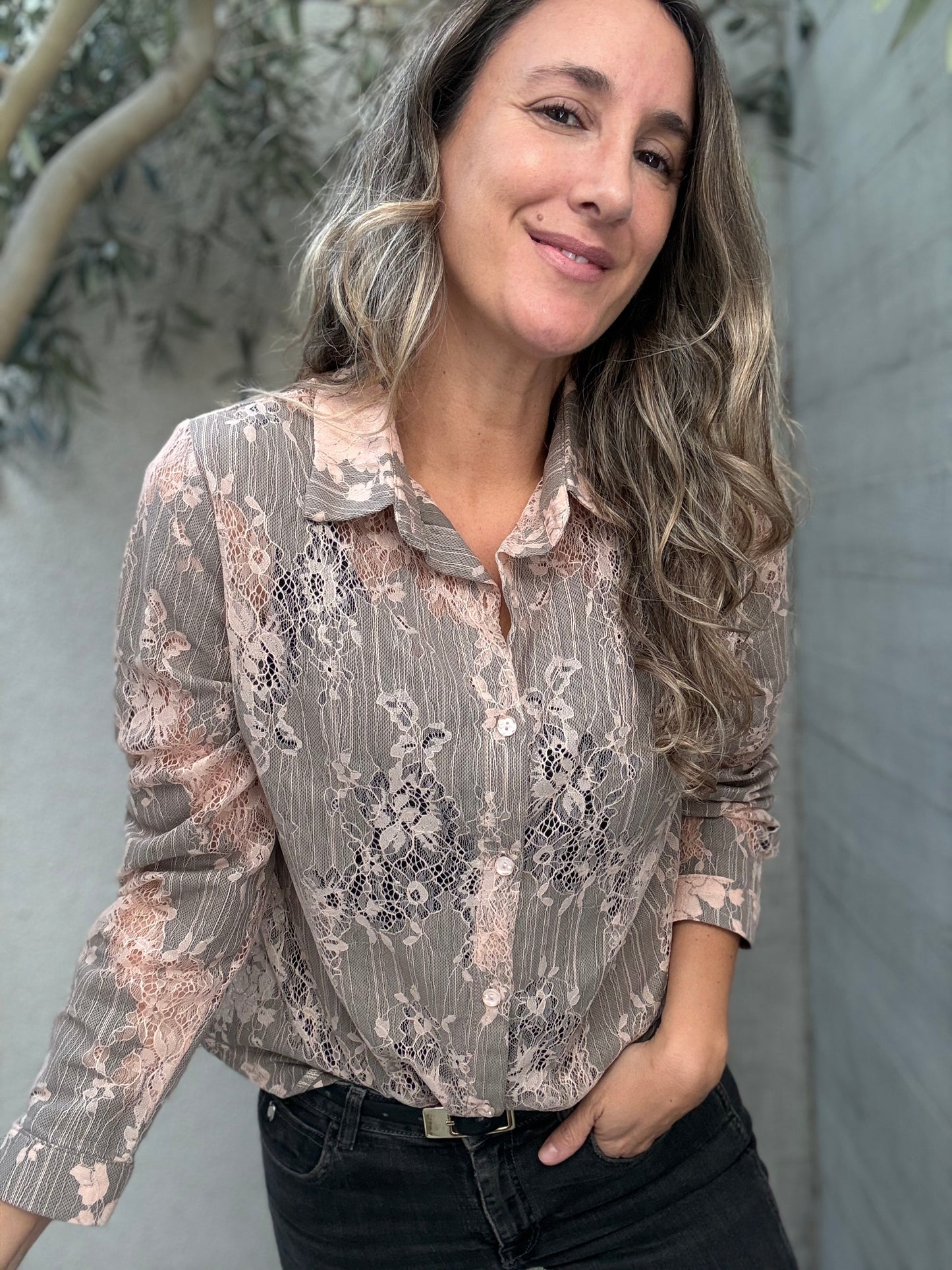 Blusa Encaje rosa