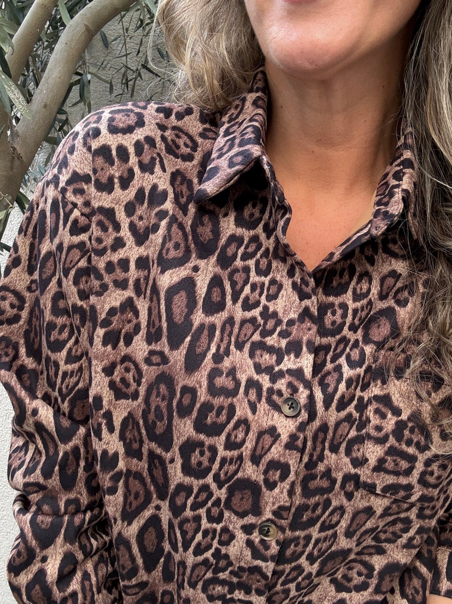 Blusa suede print camel