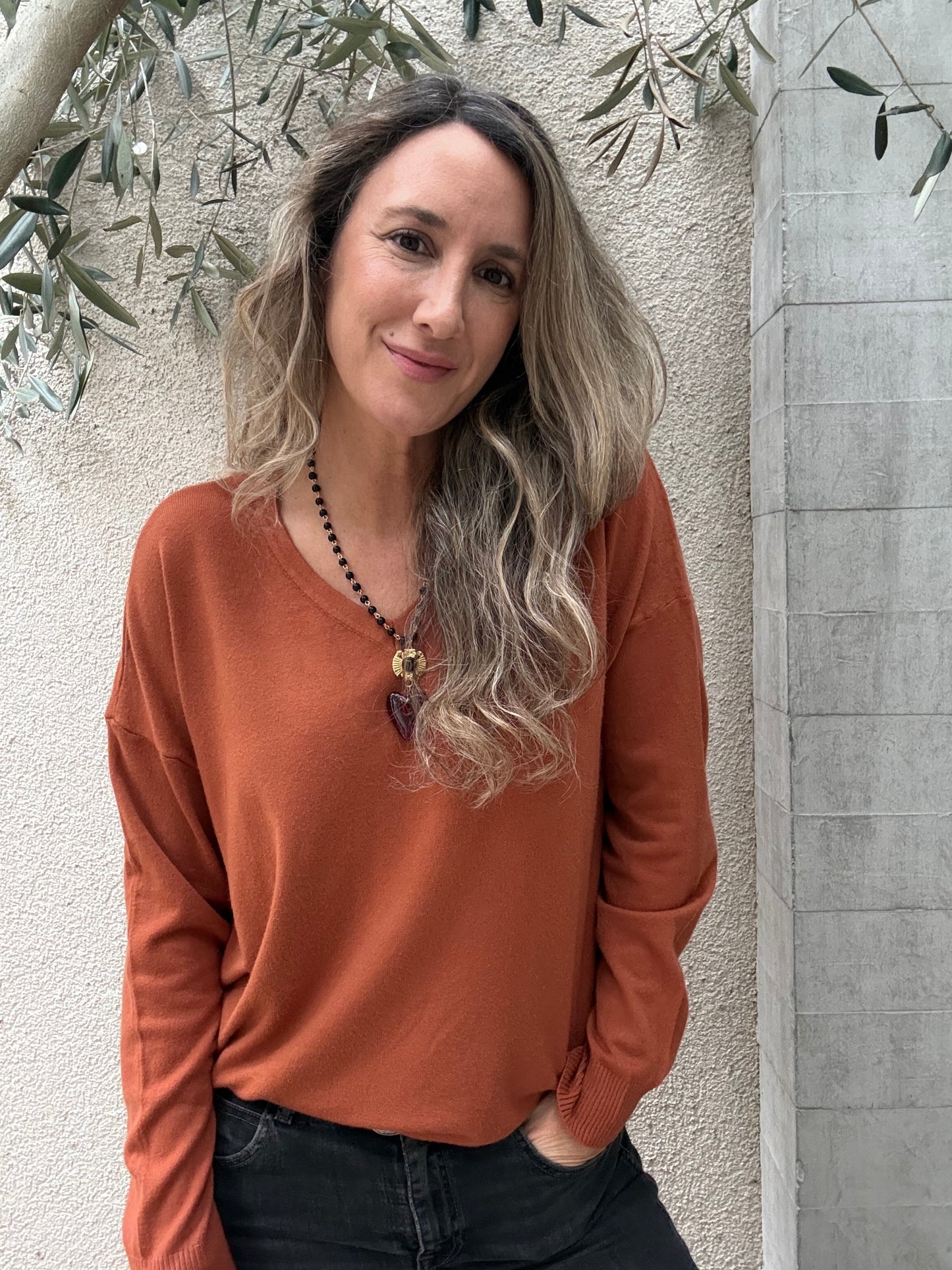 Sweater básico Barceloneta terracota