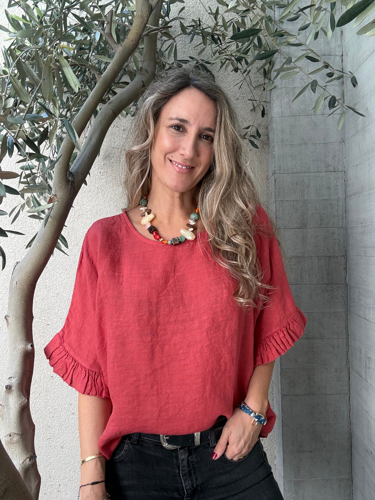 Blusa lino Salamanca frambuesa