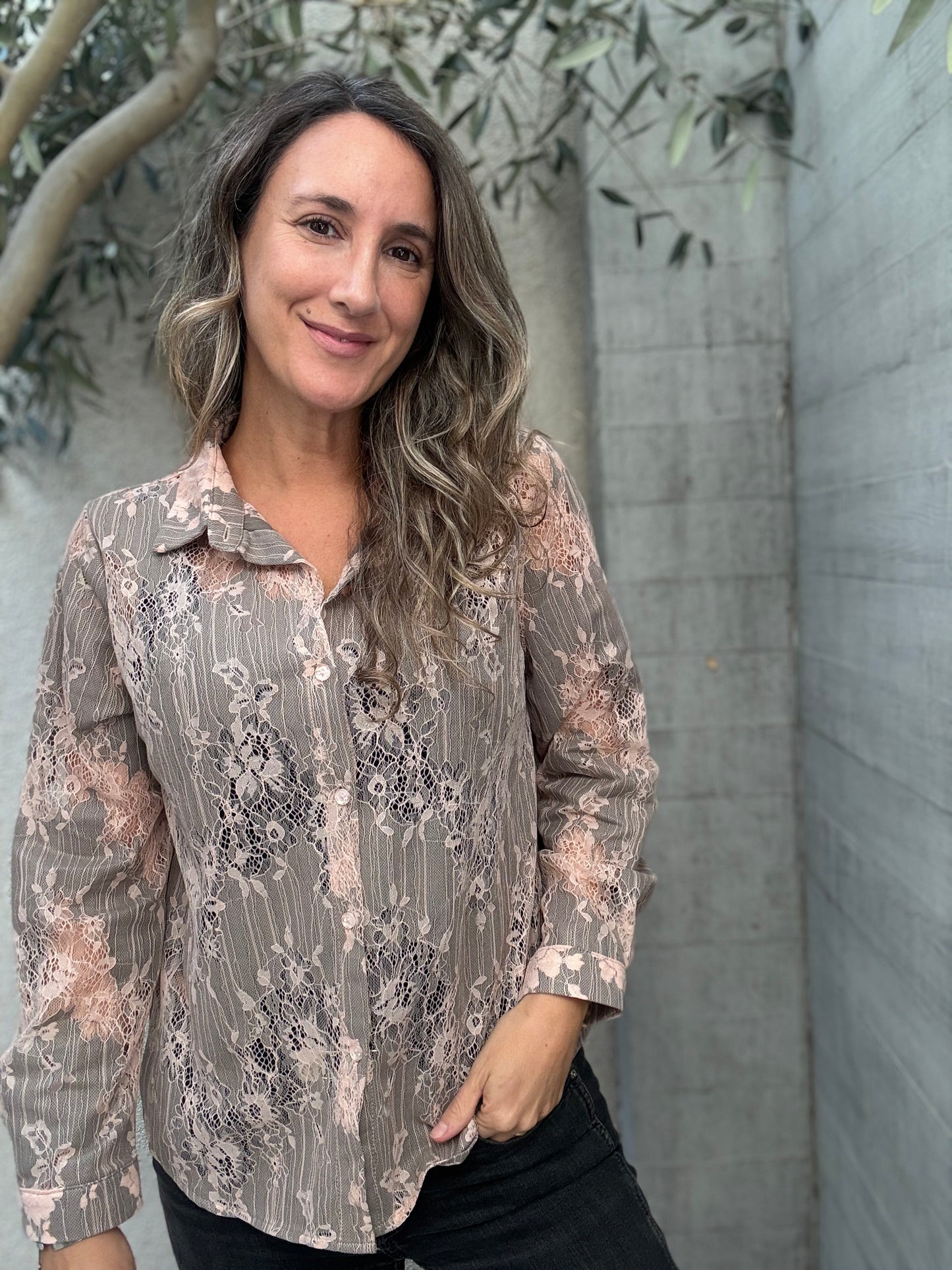 Blusa Encaje rosa