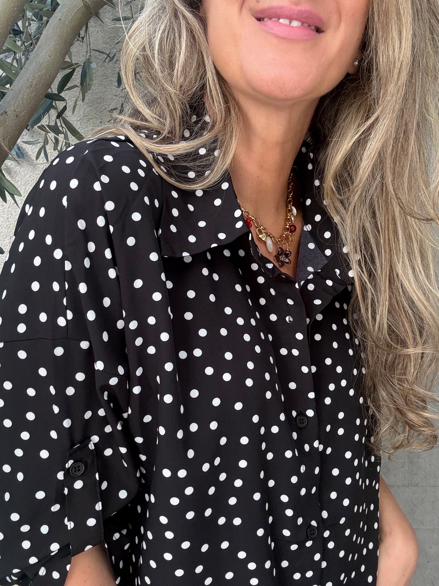 Blusa new lunares negra