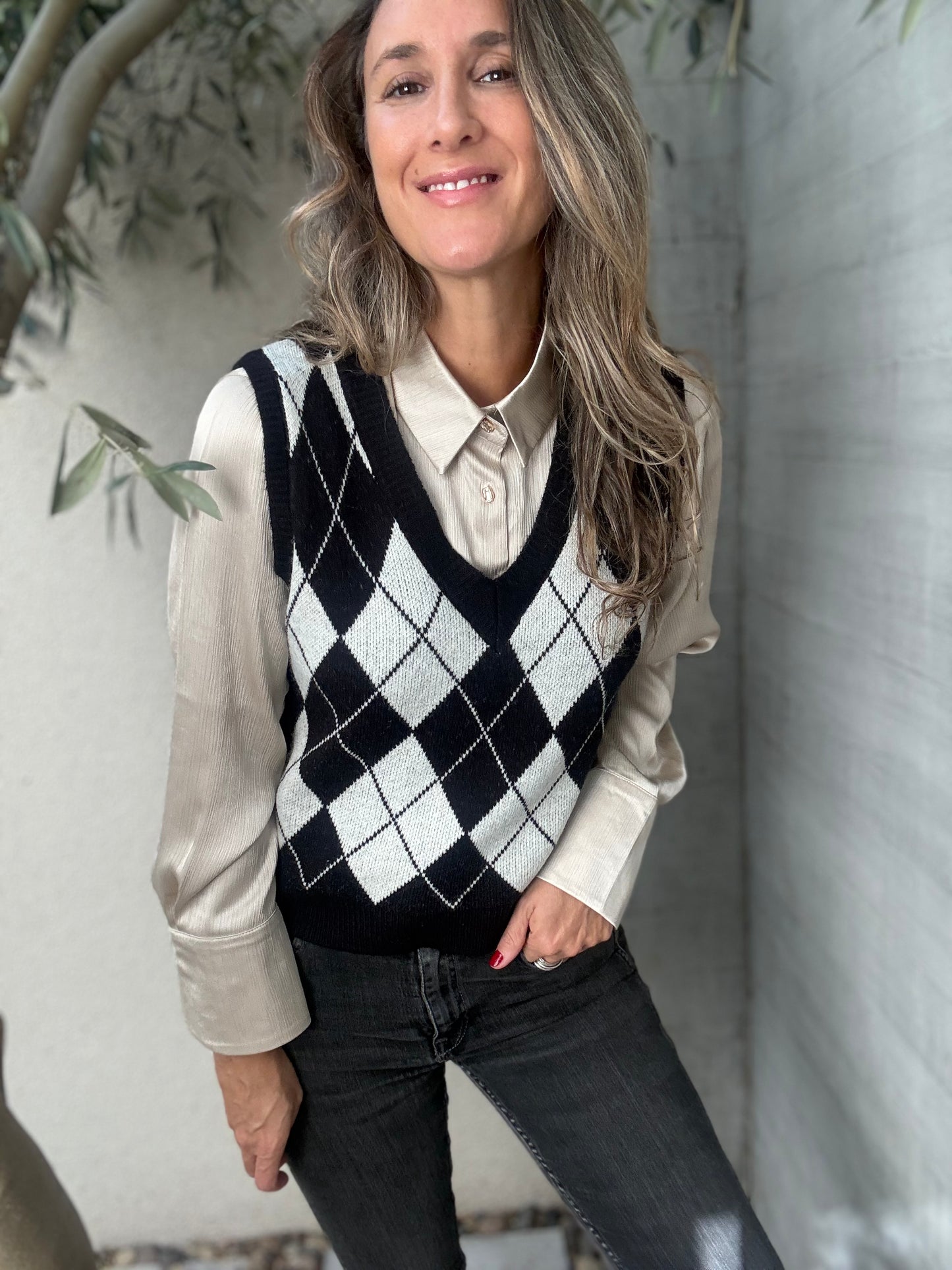 Sweater sin manga rombo